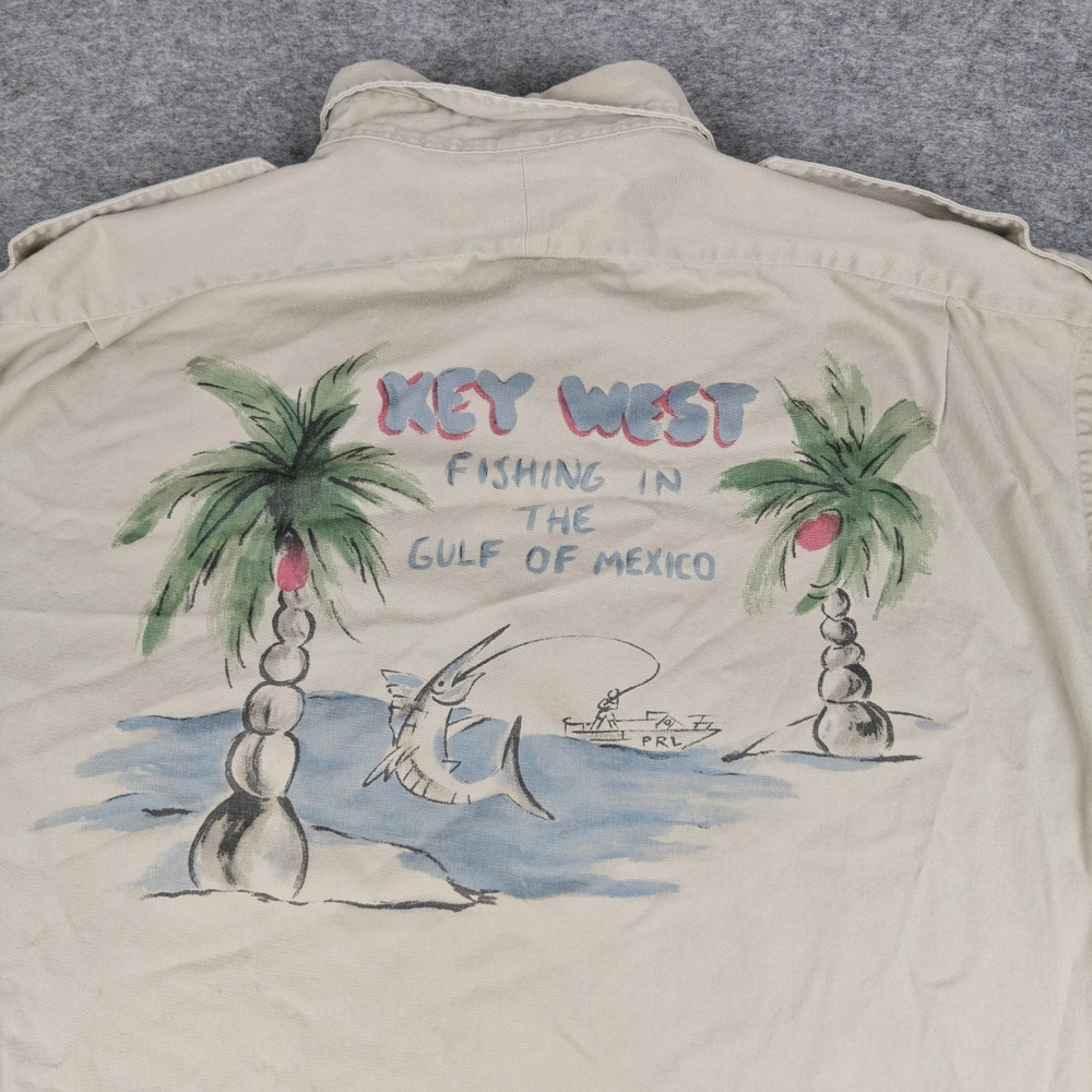Vintage Polo Ralph Lauren Safari Shirt Men's Size XL Key West Graphic 90s RARE